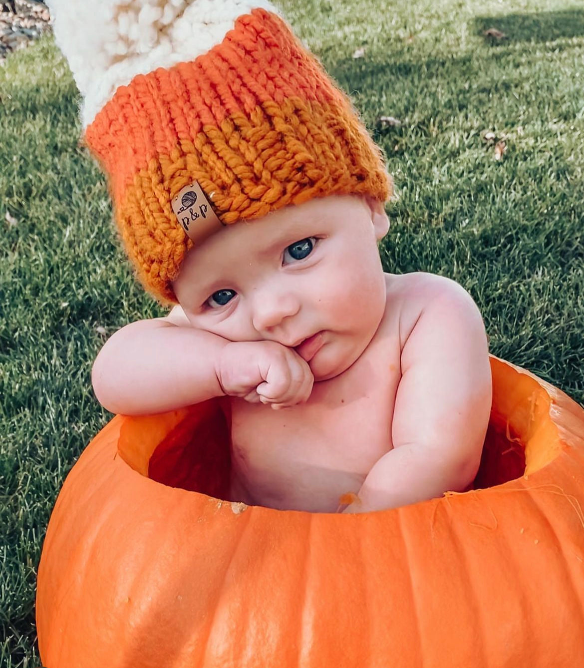 Candy Corn Infant Photography Set with Matching Hat and Adjustable sack hot